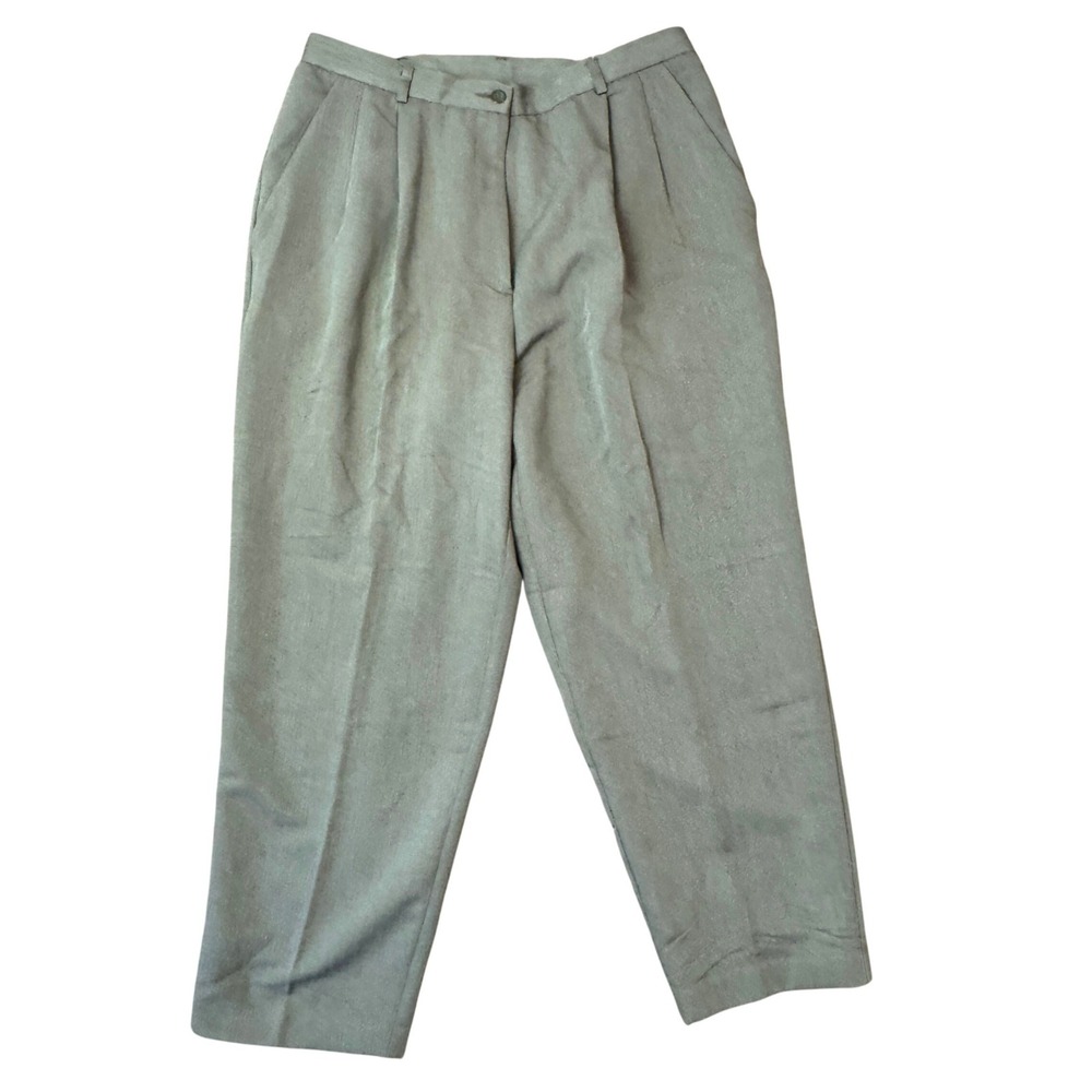 Villager Woman Liz Claiborne Basil Green Pleated Trousers 16W VLLU1591 NEW‎